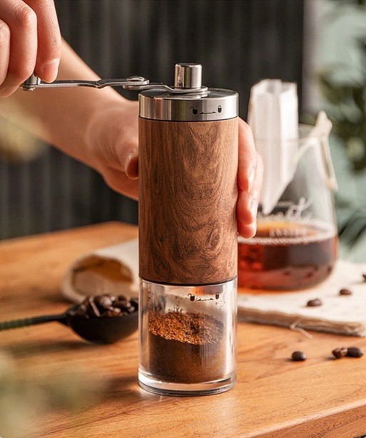 ที่บดกาแฟทรงกระบอกลายไม้