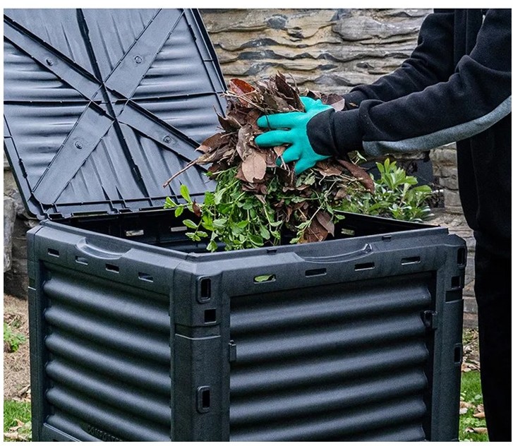 ถังหมักขยะใบไม้ถังหมักขยะให้กลายเป็นดินหมักขยะกลางแจ้งในสวน 300ลิตร ถังหมักปุ๋ยอินทรีย์