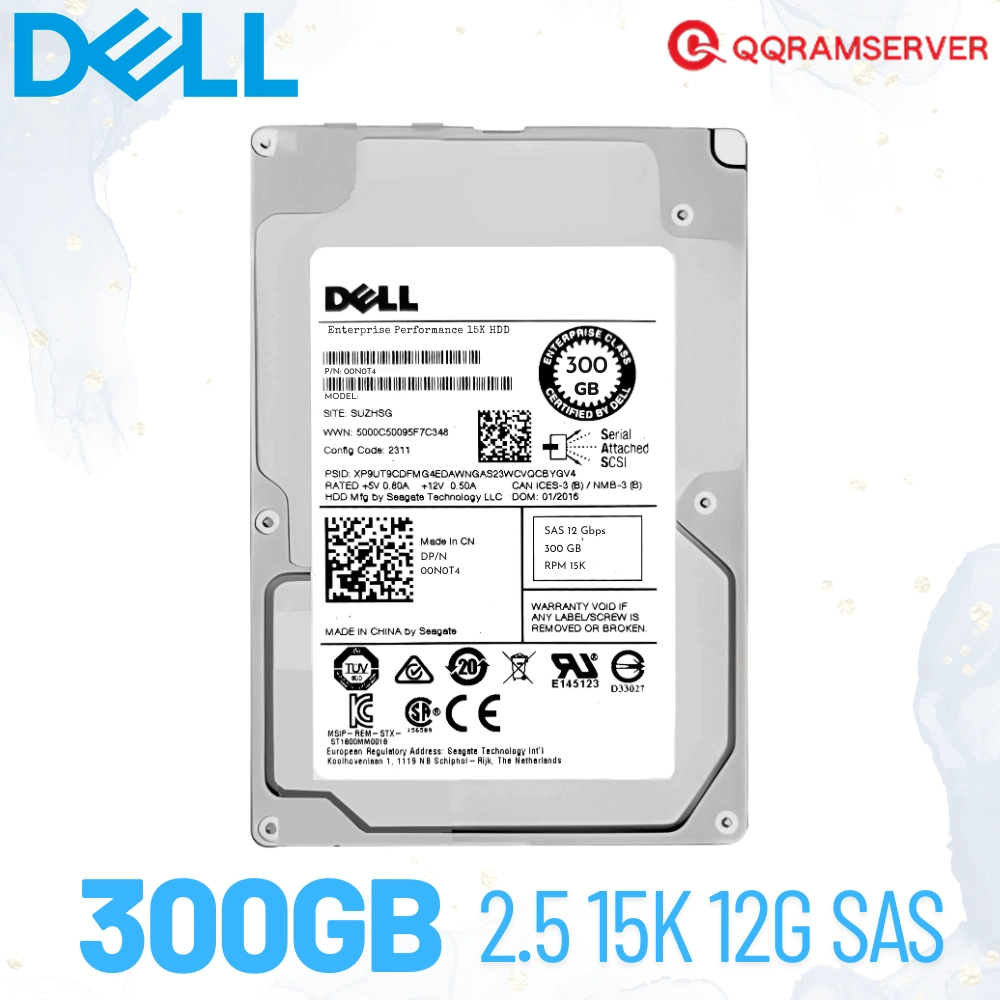 Dell Harddisk Server 300GB SAS 15K 12G 00N0T4 01P08J 0RVDT HDD Server