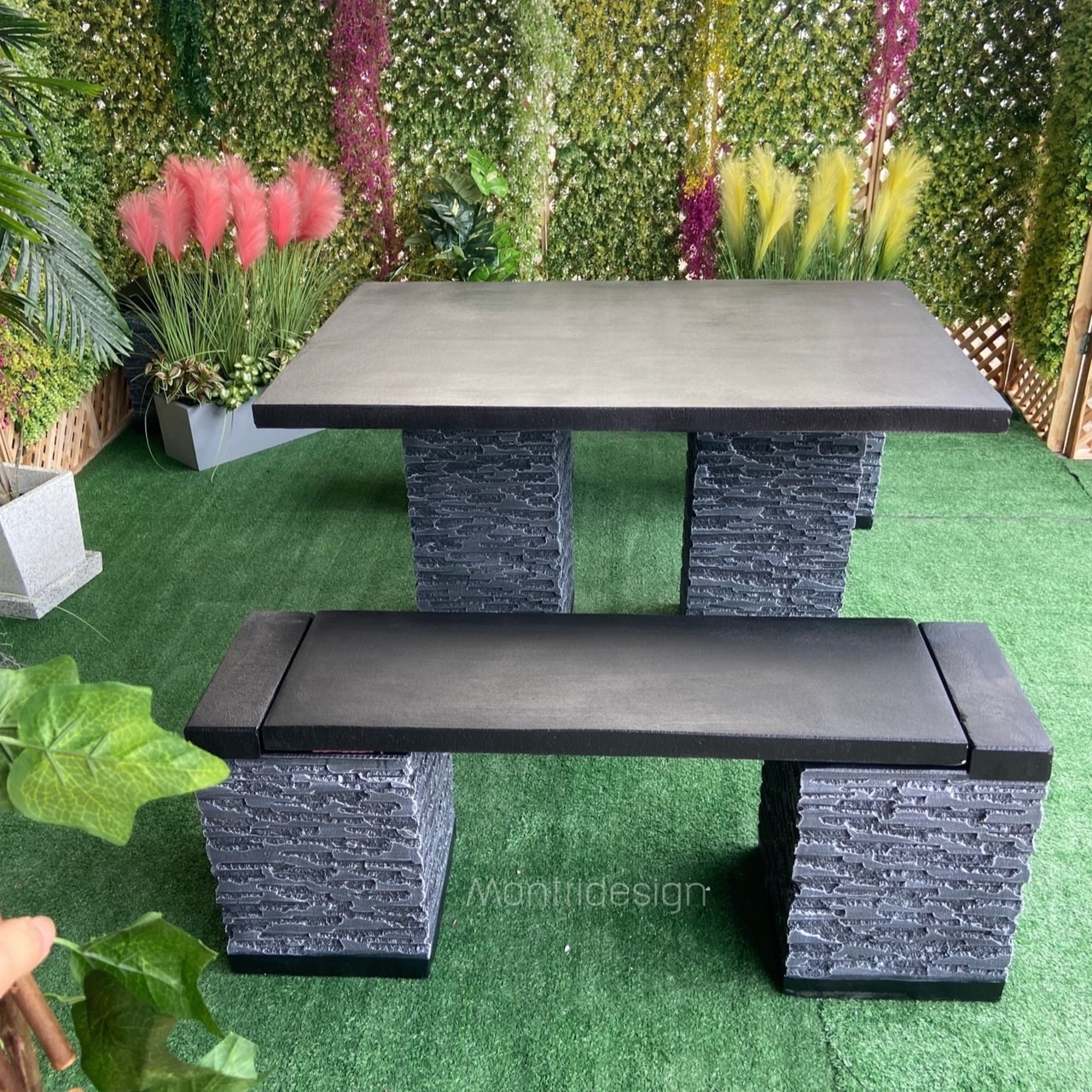 ชุดโต๊ะโมเดิร์น โต๊ะปูนสนาม ชุด 4 ที่นั่ง พาดยาว โรงงานผลิตโต๊ะปูนสนาม รุ่น ThaiPB