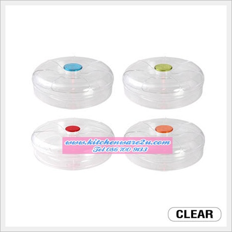 P07240 กล่องกลมใส พลาสติกแข็ง จุกสี ใสปิ๊ง จุ 590 ml (16.5*16.5*5 cm) 226 ราคาส่งต่อ 1 โหล: 12 ใบ