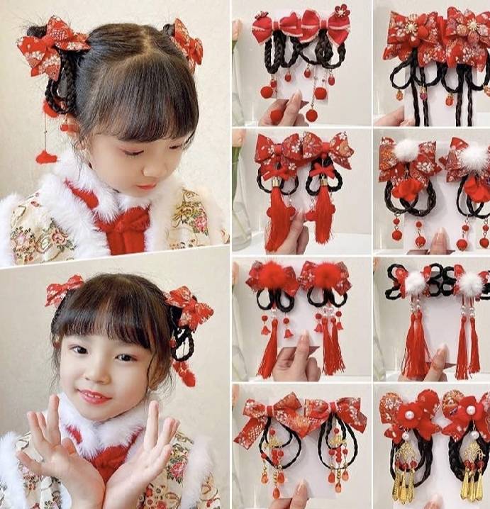 💗มาหยากิ๊ฟช้อป💗กิ๊บหนีบผม พู่สีแดง น่ารัก สไตล์เกาหลี แฟชั่นประดับผมเด็ก
