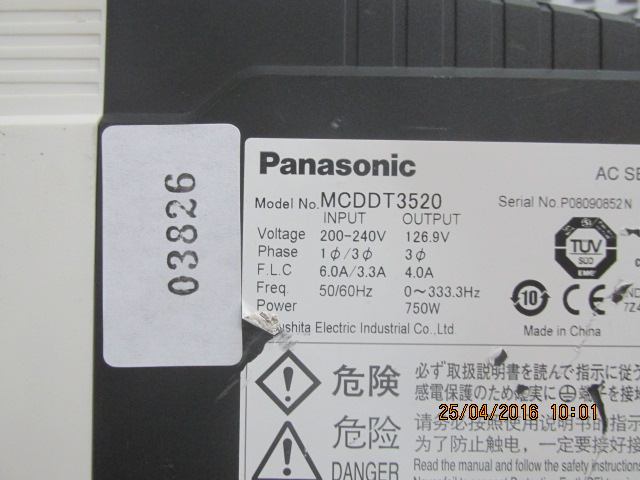 SERVO DRIVE " PANASONIC " MODEL : MCDDT3520