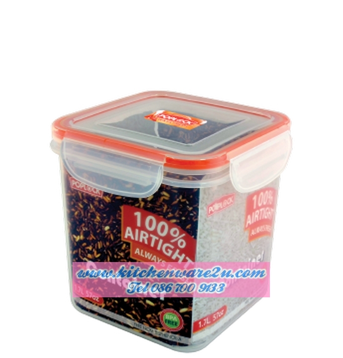 P09498 กล่องถนอมอาหารเหลี่ยม POP Lock 4.3 ลิตร (19 x 19 x 18 cm.) เกรดเอ อย่างดี No.9144M ราคาส่งต่อ 1 โหล: 12 ใบ (เฉลี่ย 85 บ/ใบ)