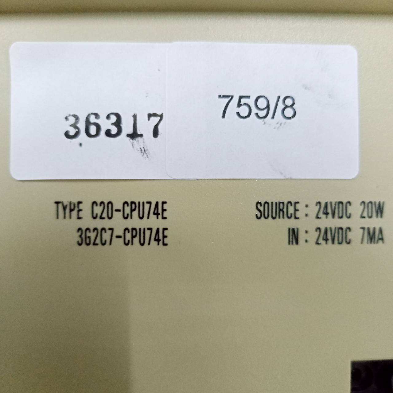 PLC " OMRON " MODEL : C20-CPU74E