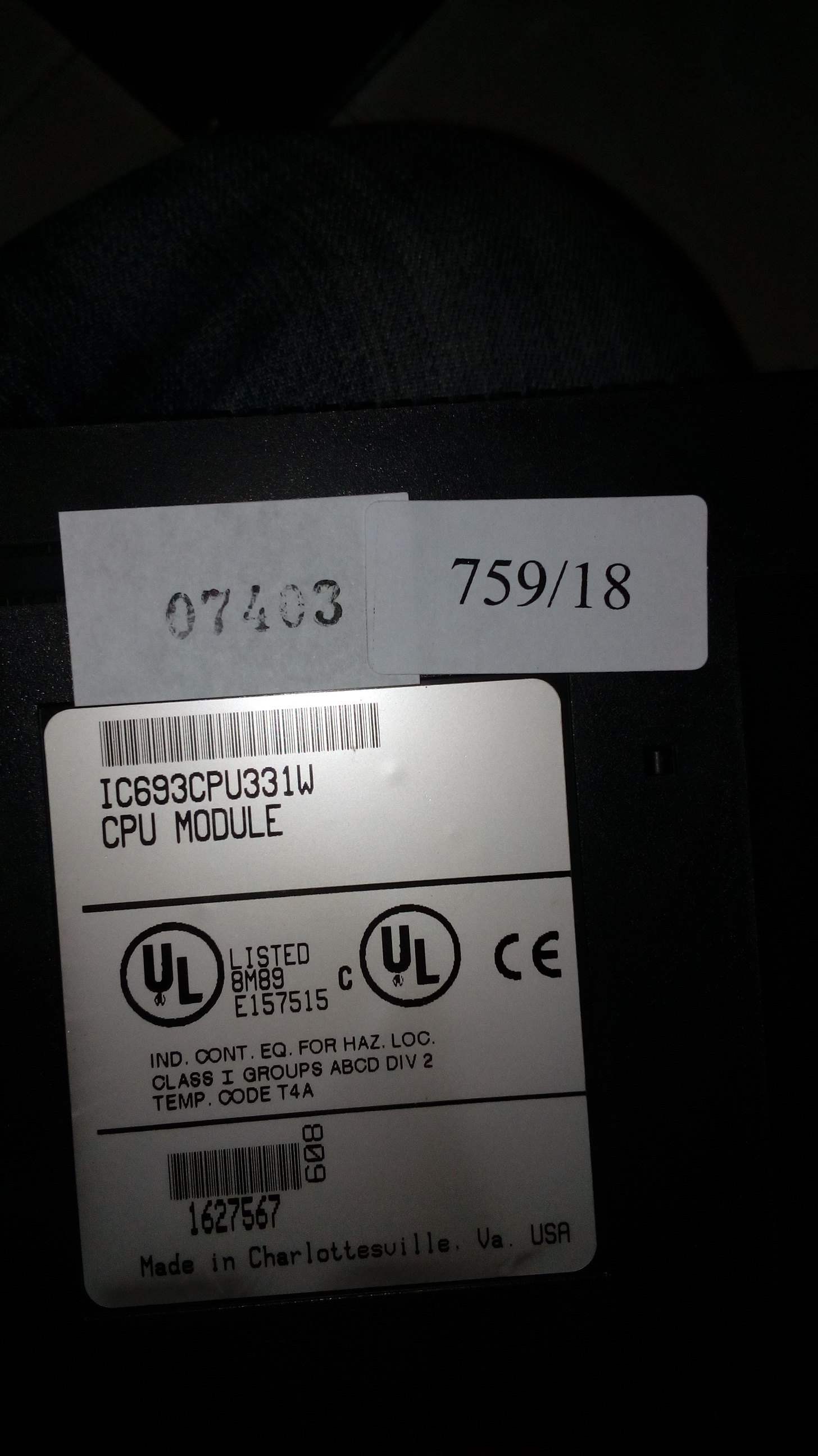 PLC " GE FANUC " MODEL : IC693CPU331W