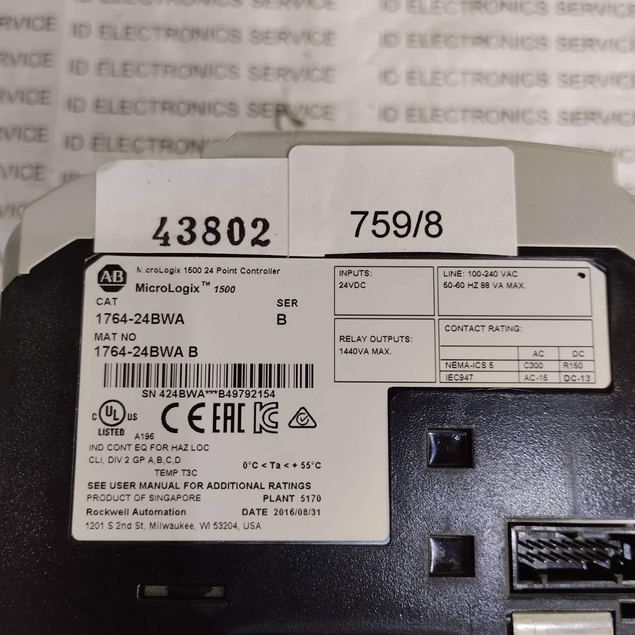 PLC " ALLEN-BRADLEY " MODEL : 1764-24BWA