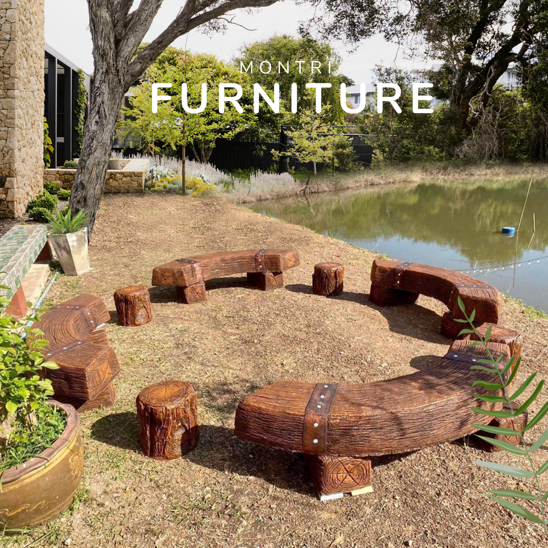 เก้าอี้กลางแจ้ง ใช้ชีวิตแบบ Outdoor Life เก้าอี้ไม้หมอน เก้าอี้สนามในสวน เก้าอี้ปูนลายไม้