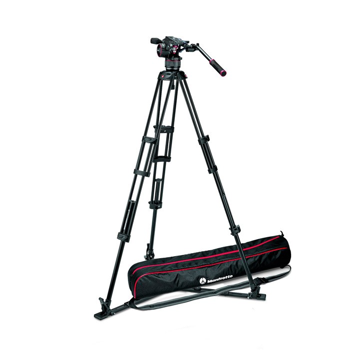 Manfrotto Nitrotech N8 video head w Twin leg tripod ground spreader