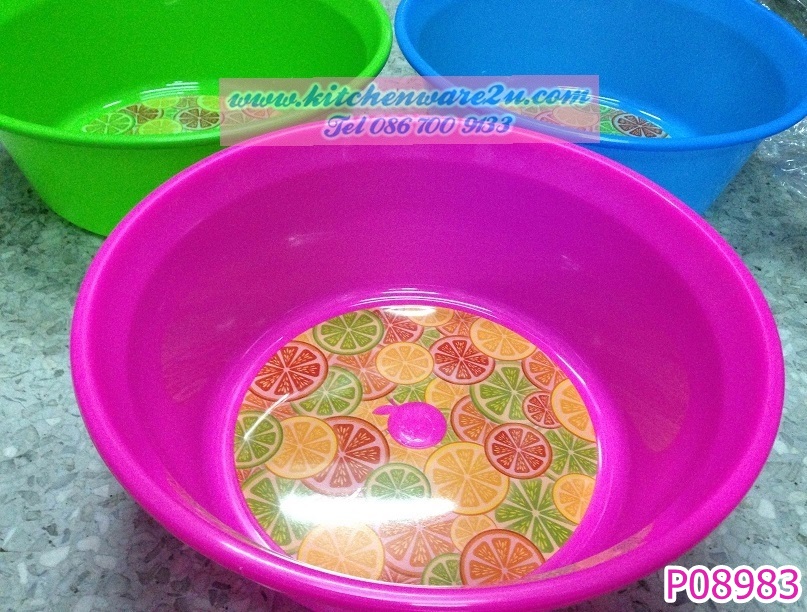 P08983 กะละมังกลม 35 ซม. 7 ลิตร พิมพ์ฟอยด์ (35*35*13 cm) สีสวย No.237 ราคาส่งต่อ 1 โหล: 12 ใบ