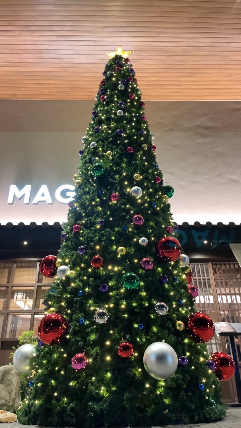 ขอขอบคุณร้านอาหาร maguro ที่่เลือกใช้บริการต้นริสต์มาสปลอมทรงกรวยขนาดใหญ่จากทางร้าน เราภูมิใจนำเสนอรูปแบบใบชนิดพิเศษ ระดับวีไอพี มีเอกลักษณ์ไม่ซ้ำใคร ประดับลูกบอลในธีมสีสันสดใส ฟูลคัลเลอร์ สนใจต้นคริสต์มาส หรือ สอบถามข้อมูลเพิ่มเติมติดต่อ 0628685557 ฝ่ายบริการ By Sarin Bangkok