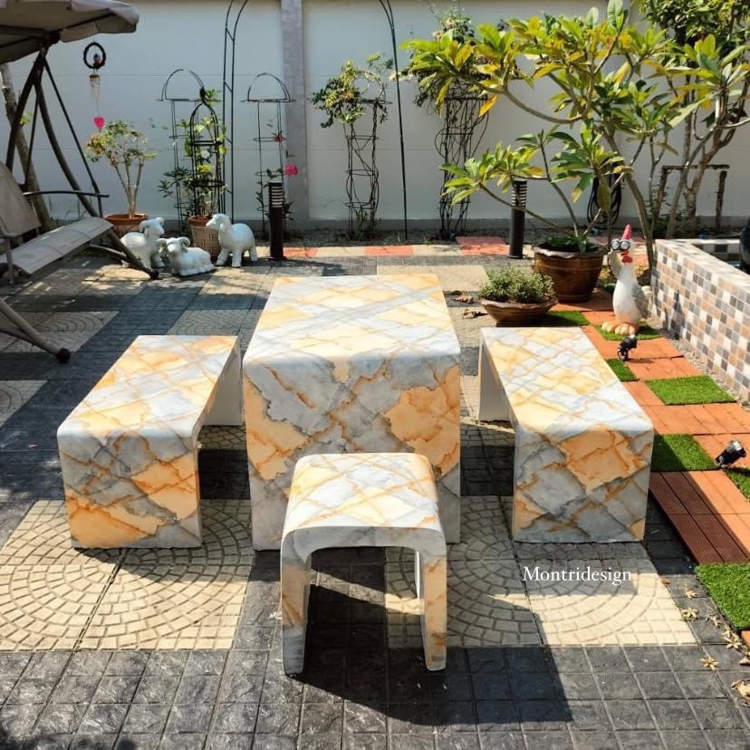 โต๊ะสนามกลางแจ้ง ชุดโต๊ะสนาม โต๊ะสนาม ชุดโต๊ะปูนซีเมนตร์ รุ่น Loft สุดโมเดิร์น