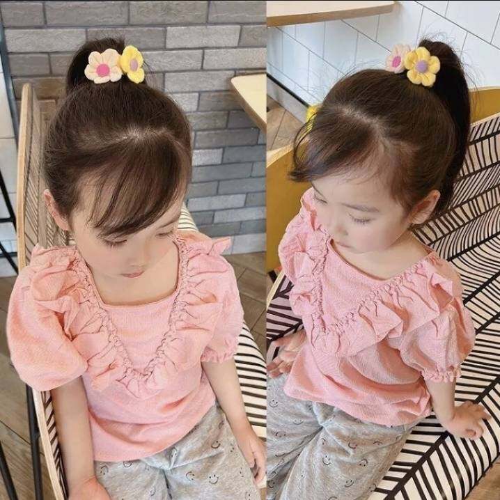 💗มาหยา กิ๊ฟช้อป💗 ยางรัดผม ดอกไม้ โบว์น่ารัก สีสดใส ขนาดเส้นผ่าศูนย์กลาง 4 ซ.ม. เส้นใหญ่ ยืดหยุ่นได้เยอะ แพ็ค 6 ชิ้น