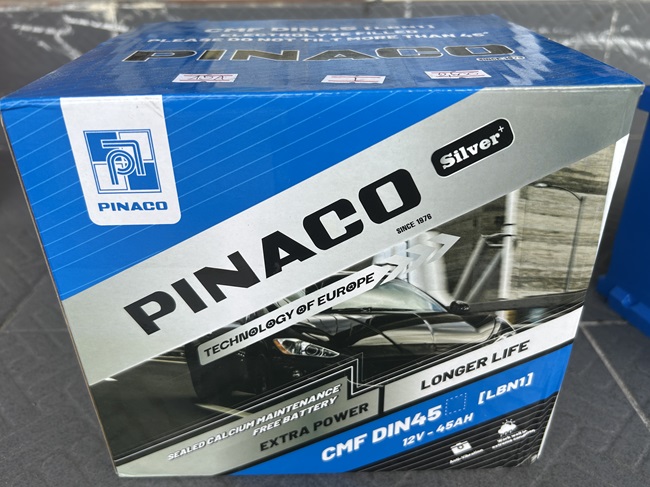 แบตเตอรี่รถยนต์ Pinaco CMF DIN45 LBN1 สีฟ้า cmf din45