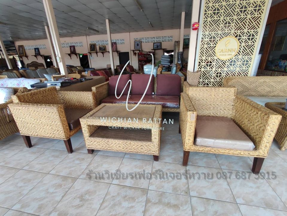 ชุดรับแขกหวายแท้ทรงกล่อง