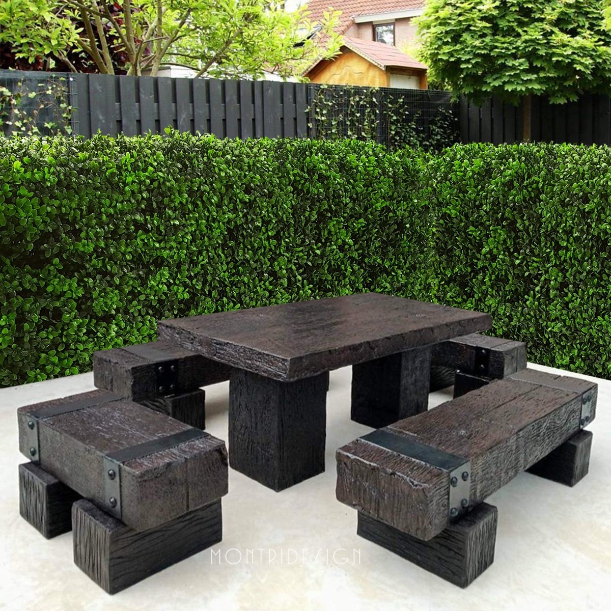 ชุดโต๊ะสนามปุนลายไม้ โต๊ะไม้หมอนโมเดิร์น รุ่น MN02 ขนาด 150*90 cm.