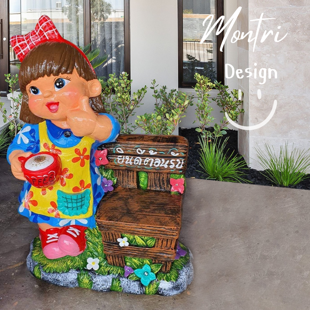 ตุ๊กตาจัดสวน จำนวน 1 คู่ ตุ๊กตาแต่งสวน ตุ๊กตาแต่งหน้าร้าน ตุ๊กตาปูนปั้น ตุ๊กตาปูนปั้นจัดสวน รุ่น NAZA22