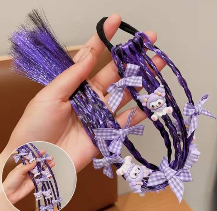 💗มาหยากิ๊ฟช้อป💗 แฮร์พีทยางรัดผม ถักเปีย 6 เส้น ติดการ์ตูน น่ารัก ขนาดยาว 40 ซ.ม. สไตล์เกาหลี แฟชั่นประดับผมสำหรับผู้หญิง