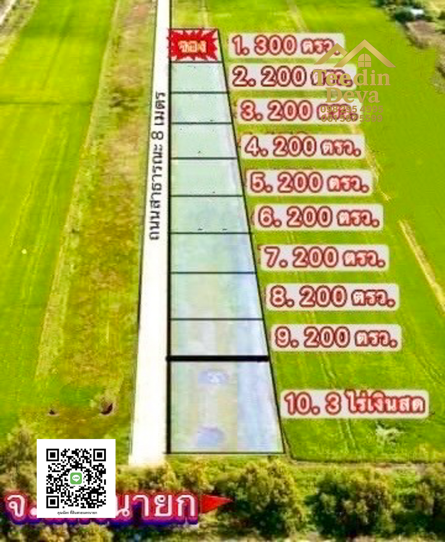 ที่ดินนครนายก ทำเลดี เดินทางสะดวก ใกล้ มศว.องครักษ์ เริ่มต้น 100 ตรว ราคาถูกมาก อ.องครักษ์ จ.นครนายก