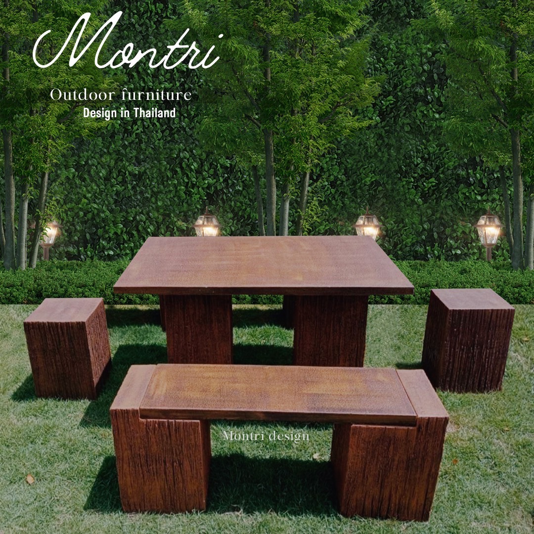 ชุดโต๊ะปูนลายไม้ ชุด 6 ที่นั่ง รุ่น Alinda1234 ที่นั่ง ชุดโต๊ะสนาม