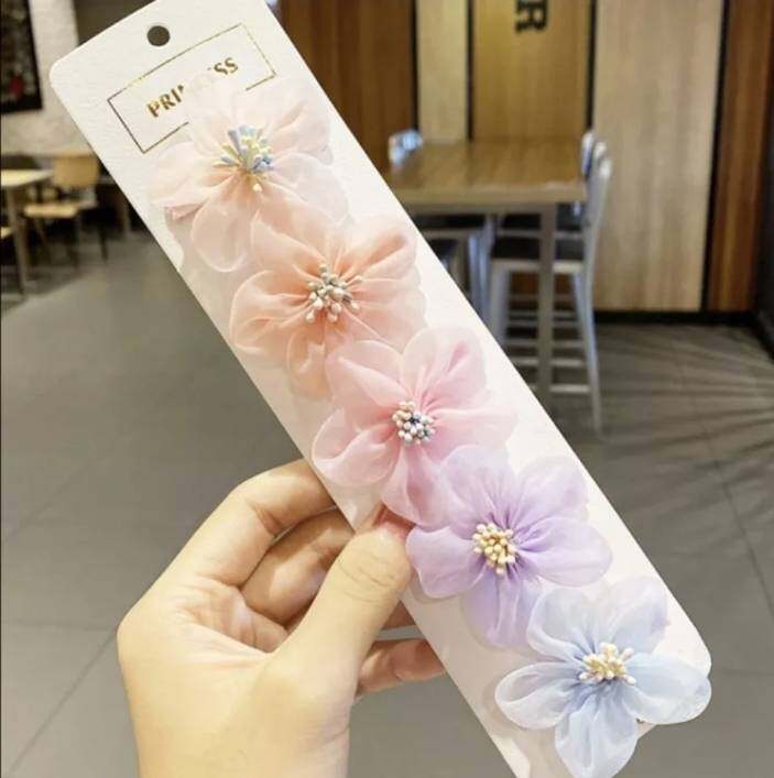 💗มาหยากิ๊ฟช้อป💗 กิ๊บติดผมโบว์นางฟ้า เจ้าหญิง น่ารักๆ สำหรับเด็กผู้หญิง สีสดใส 1 แพ็ค มี 5 ชิ้น