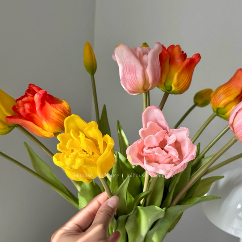 [พร้อมส่ง] Jnihouse : ทิวลิปประดิษฐ์รุ่นดอกใหญ่ (Tulip Artificial) ดอกไม้ประดิษฐ์