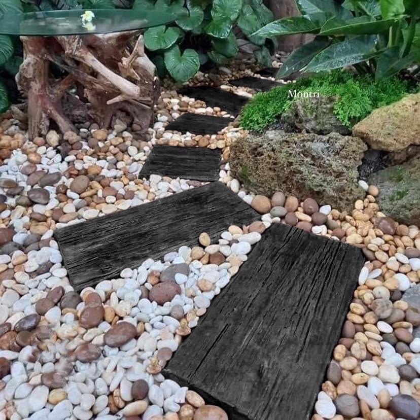 แผ่นปูทางเดิน ปูนลายไม้ งาน DiY สวยๆ ขนาด : กว้าง 30 ยาว 60 หนา 4.5 cm.