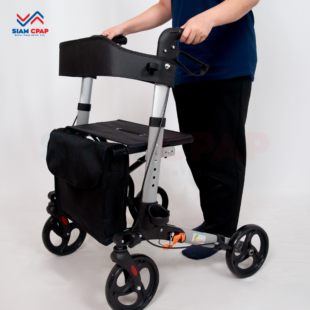 รุ่นใหม่ Rollator จากแบรนด์ Better รุ่น BT807L วอล์คเกอร์ 4 ล้อ อุปกรณ์ช่วยพยุงเดินและฝึกเดิน พร้อมที่นั่งในตัว รับประกันสินค้า 1 ปี