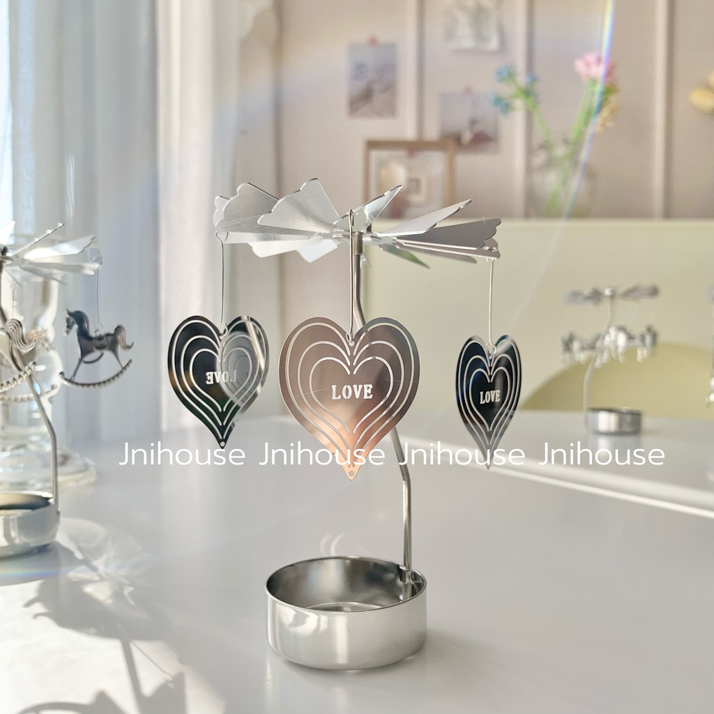 [พร้อมส่ง] Jnihouse : ถาดวางเทียน ถาดหมุน Rotating Candle Holder (silver)