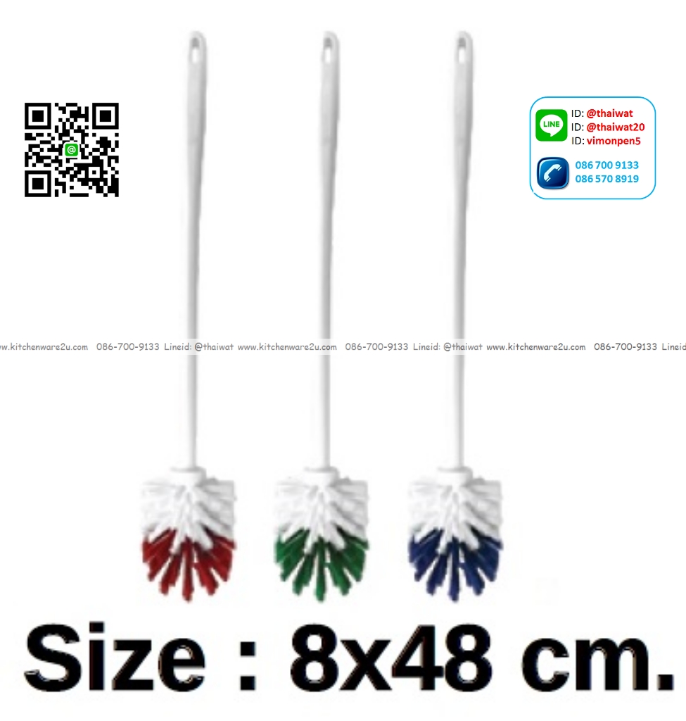 P12999 แปรงขัดห้องน้ำ หัวกลม ด้ามยาว (8*8*48 cm) No.TB10 ราคาขายส่งต่อ 2 โหล: 24 อัน: เฉลี่ย 32.5 บต่ออัน