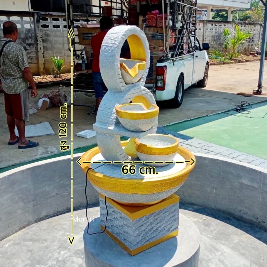 น้ำล้นแต่งสวน น้ำล้นเลข8 ไซน์มินิ เหมาะสำหรับวางในพื้นที่จำกัดได้ ขนาดสูง 120 อ่างกว้าง 66 cm. ฟรีปั้มน้ำพร้อมติดตั้ง