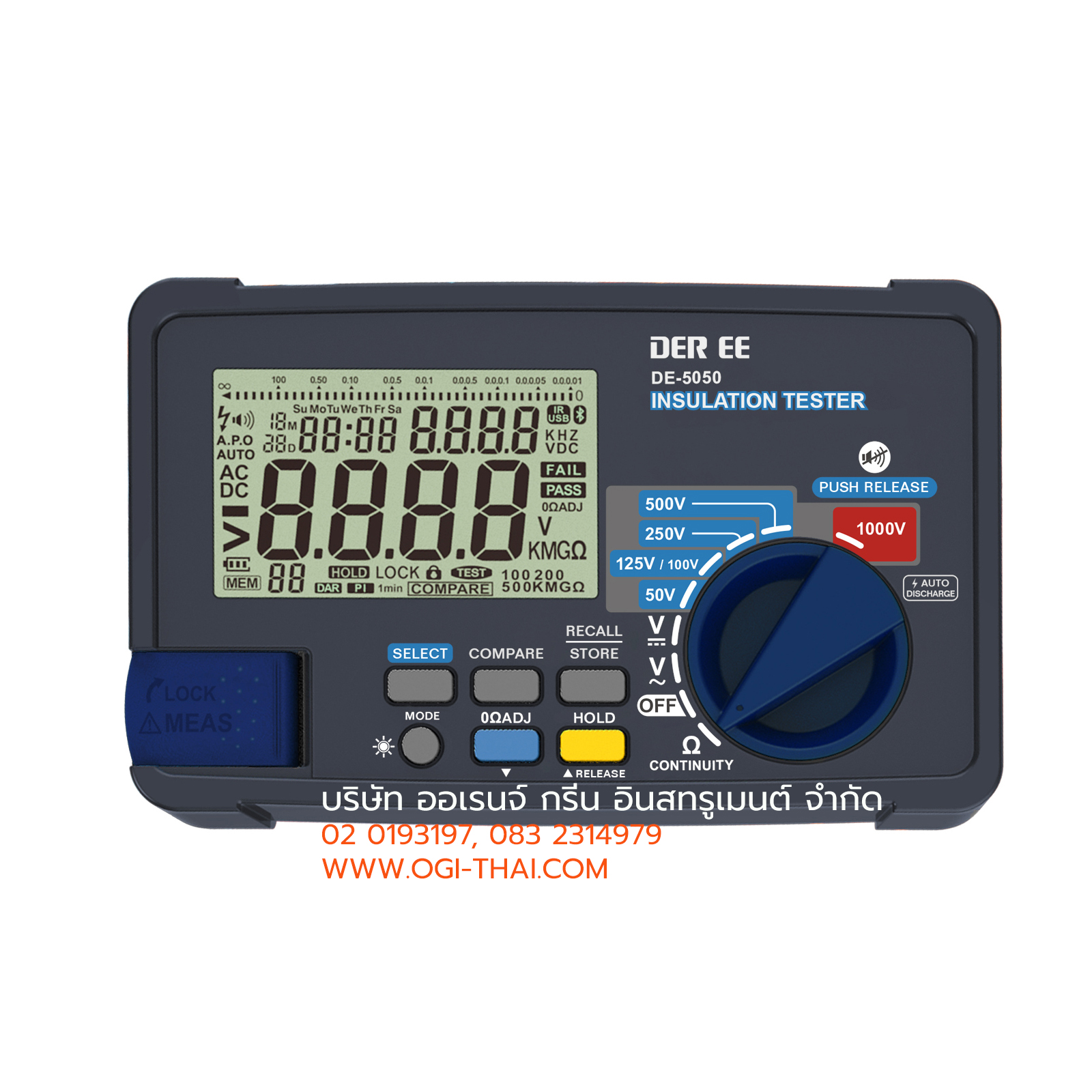 เครื่องทดสอบค่าความเป็นฉนวน (1kV INSULATION RESISTANCE TESTER) รุ่น DE-505OR
