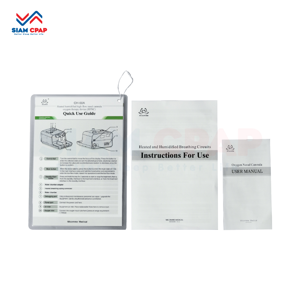 เครื่องควบคุมการให้ออกซิเจนแรงดันสูง High Flow Micomme รุ่น OH-60A ประกันศูนย์ไทย 2 ปี