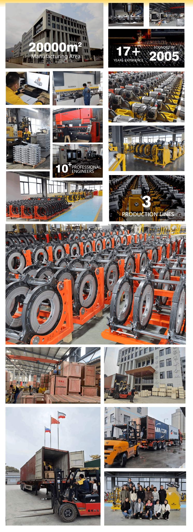 เครื่องเชื่อมท่อด้วยความร้อน Welping รุ่น WP250C Manual (มือหมุน) ขนาดท่อที่เชื่อม 63mm-250mm