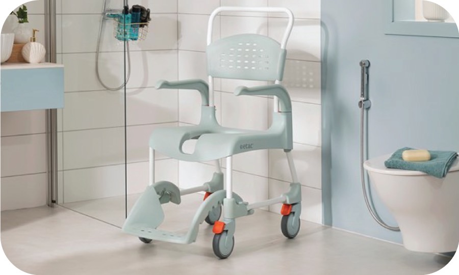 รถเข็นคร่อมสุขภัณฑ์ 3 in 1 สำหรับอาบน้ำ นั่งถ่าย อเนกประสงค์ อีแทค คลีน (ETAC รุ่น Clean Front Open) แบรนด์จากประเทศสวีเดน รับประกัน 1 ปี