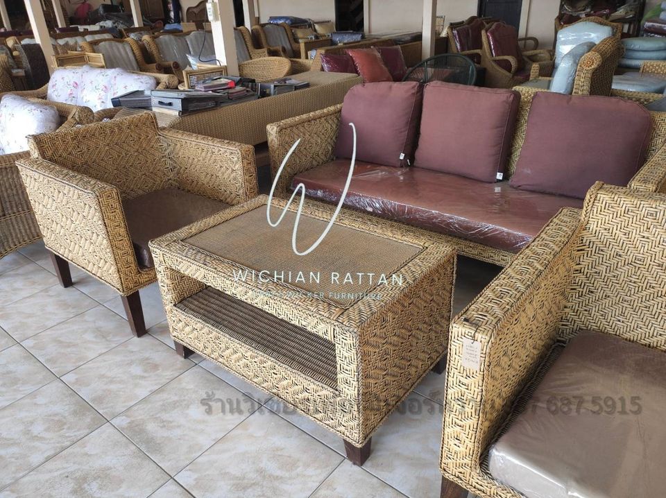 ชุดรับแขกหวายแท้ทรงกล่อง