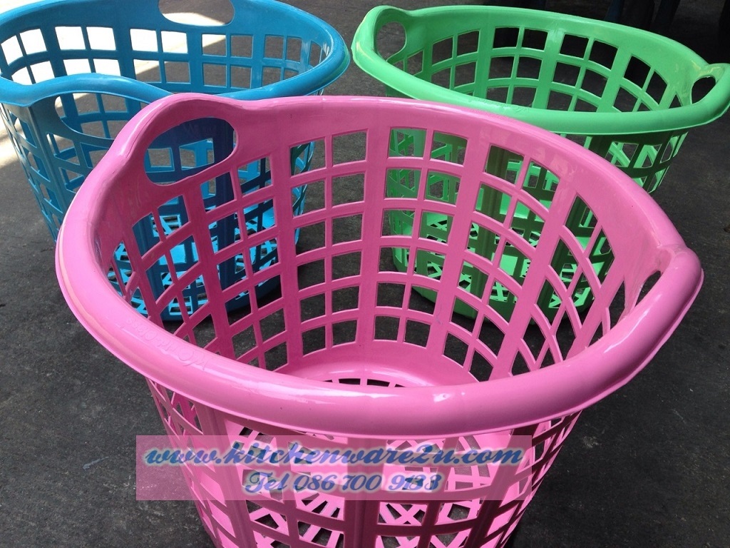 P09168 ตะกร้าผ้า หูข้าง รุ่นอิมเมจ (39*39*30 cm) สีหวาน ดีไซน์ใหม่ (ราคาขายส่งต่อ 1 โหล: 12 ใบ)