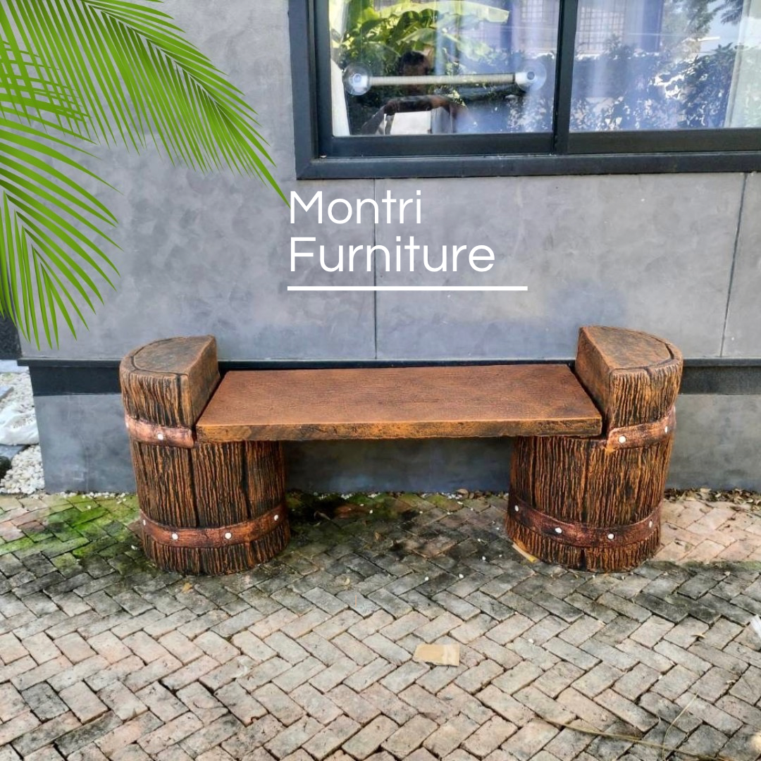 เก้าอี้เปลือกไม้ ม้านั่งเปลือกไม้ ม้านั่งแต่งสวน เก้าอี้แต่งสวน เก้าอี้ปูนลายไม้ ม้านั่งปูนลายไม้ รุ่น thaidesign A02 สีน้ำตาล.