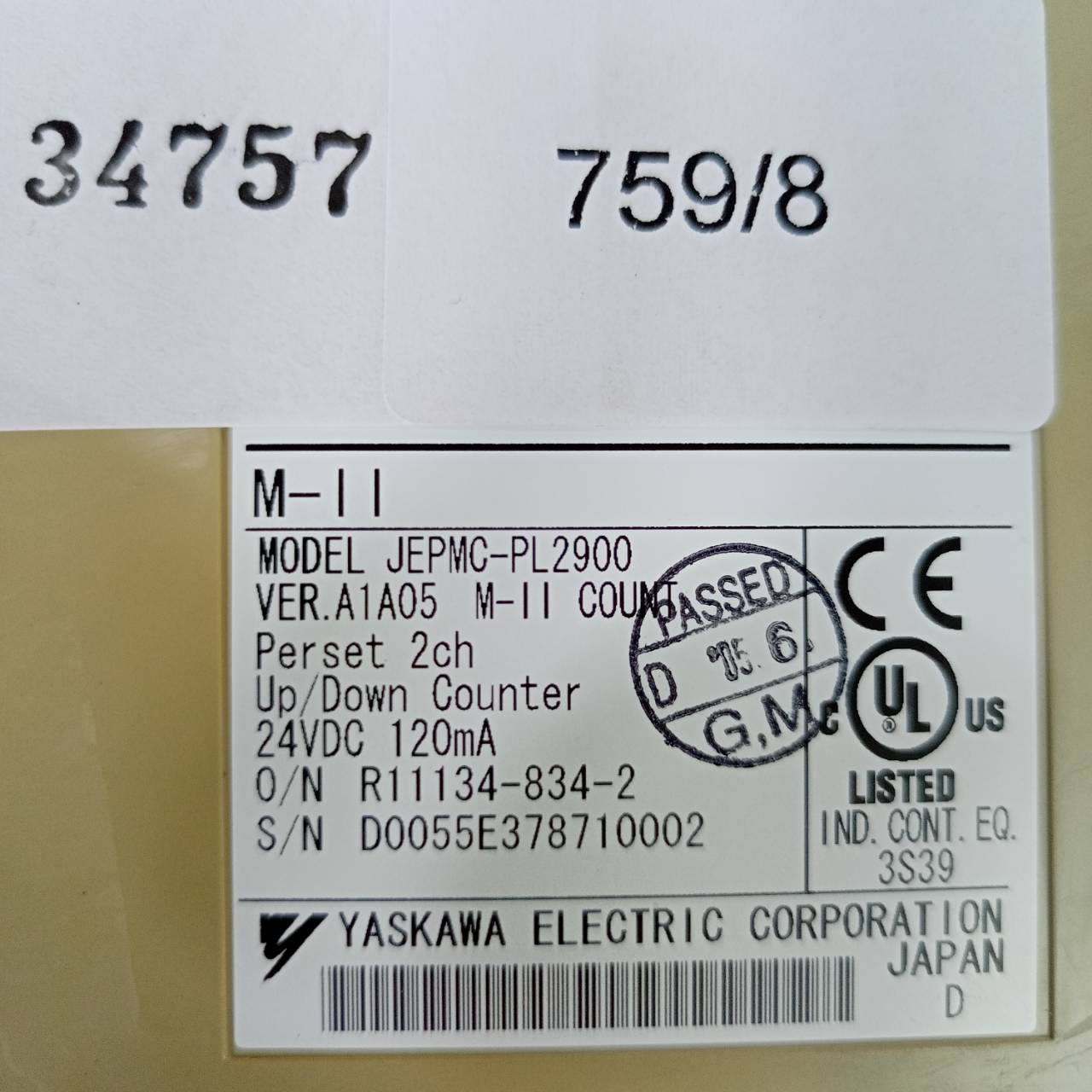 PLC " YASKAWA " MODEL : JEPMC-PL2900