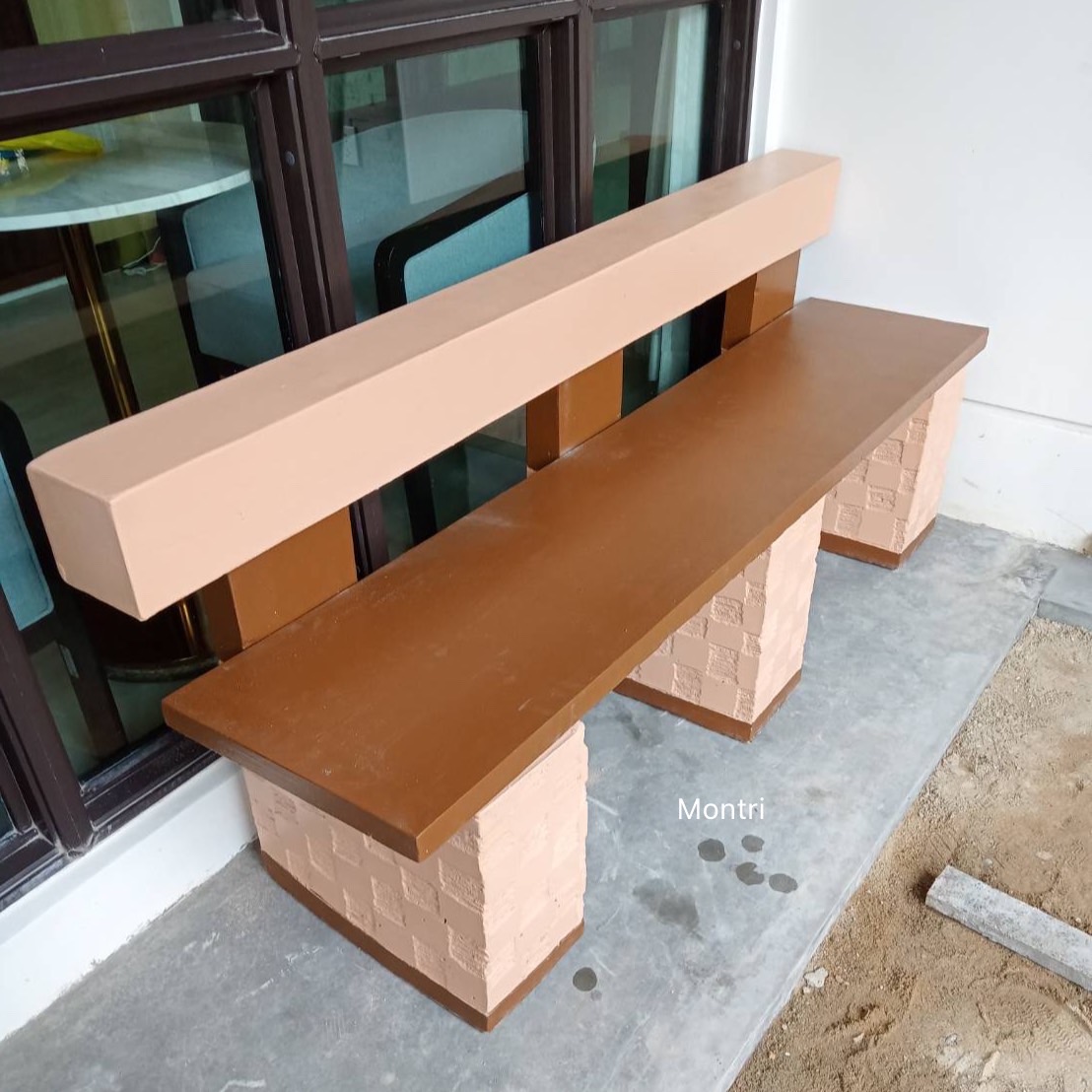 เก้าอี้สนามพนักพิง เก้าอี้พนักพิง ม้านั่งสนาม สุดโมเดิร์น ม้านั่งเล่นในสวน เก้าอี้ปูนพนักพิงลายไม้ ขนาดยาว 180 cm