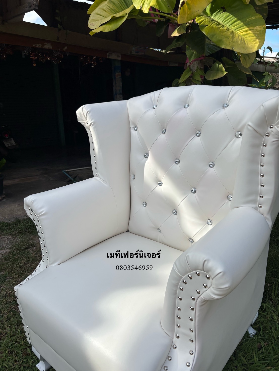 โซฟาเจ้าหญิงสีขาว สุดหรู 1 ที่นั่ง ไซส์มินิ สไตล์วินเทจ (สั้งครั้งละ1ตัว)