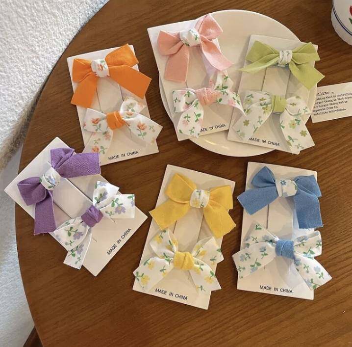 💗 มาหยากิ๊ฟช้อป 💗 กิ๊บโบว์ กิ๊บเซ็ต น่ารัก กิ๊บเด็ก ผู้หญิง สีสวย (1 แพ็ค มี 2 ชิ้น)