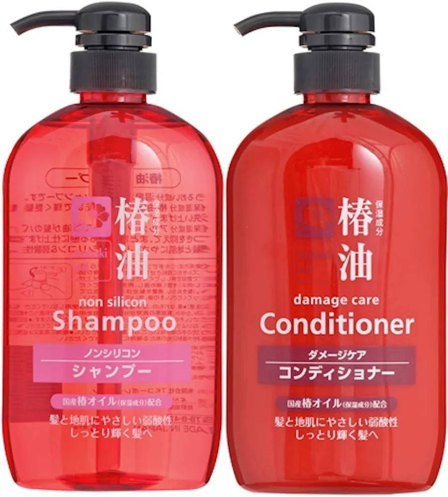 แชมพูและครีมนวดน้ำมันม้า สูตรผสมน้ำมันดอกTsubaki (camellia oil) Kumano horse oil Tsubaki Non silicon shampoo & conditioner 600ml
