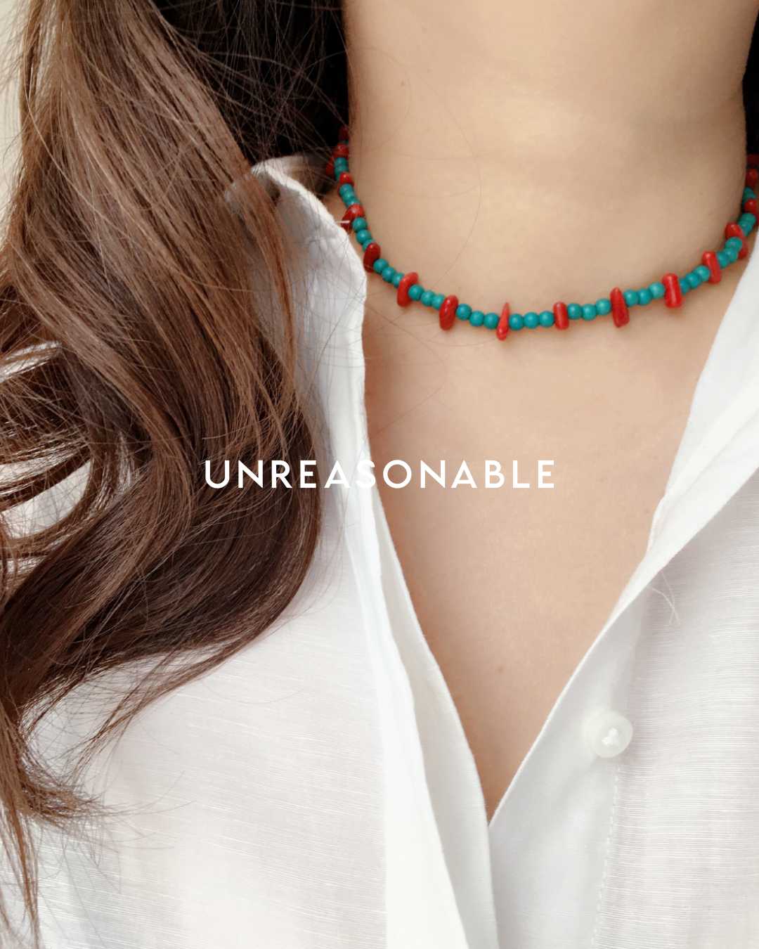 สร้อยคอ Red Coral & Turquoise หินธรรมชาติ UA0721-01 Unreasonable Accessories