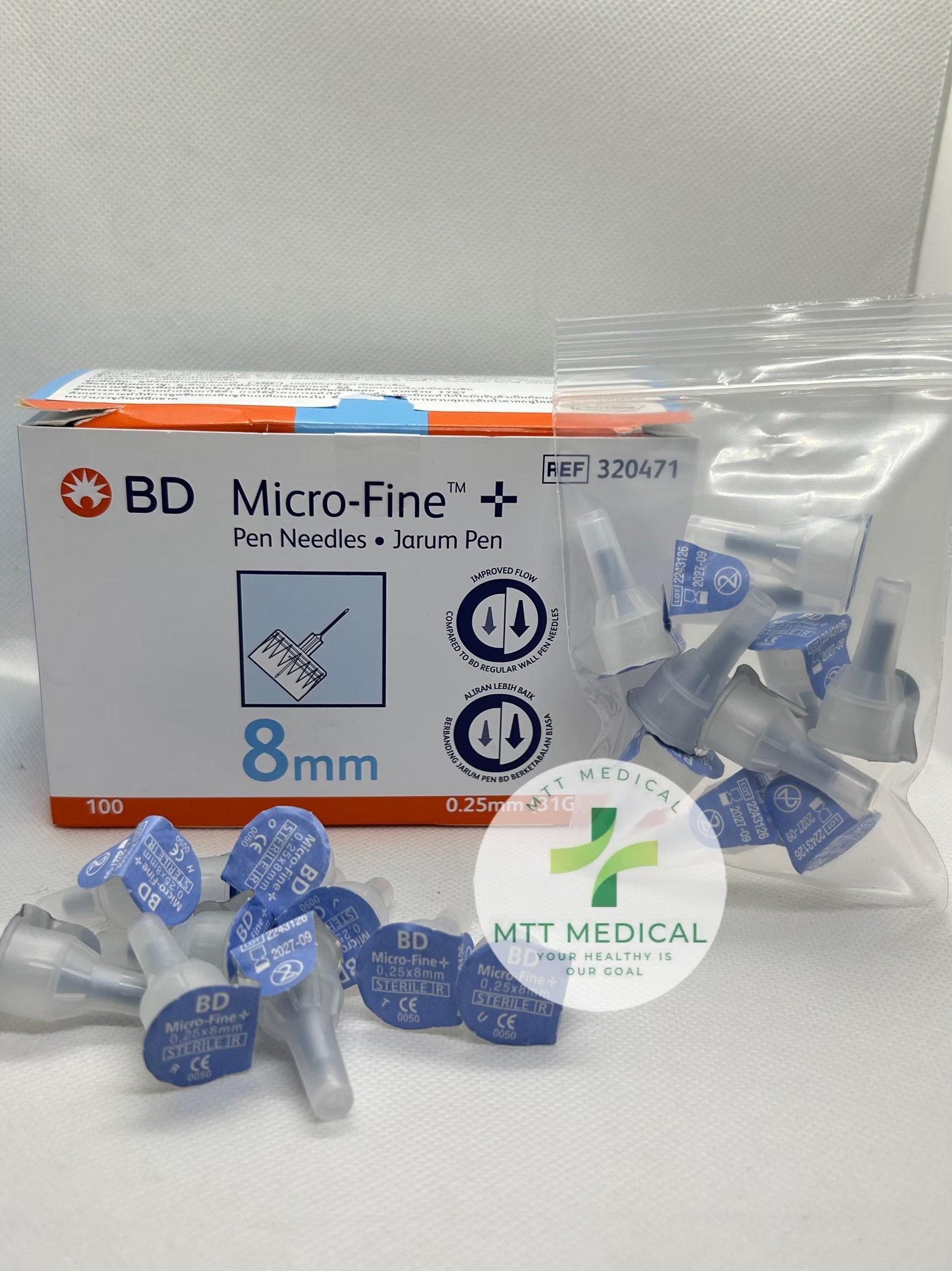 หัวเข็มปากกาอินซูลิน BD Micro Fine Pen Needles ขนาด 8 mm.*0.25mm (31G)(10 pcs)
