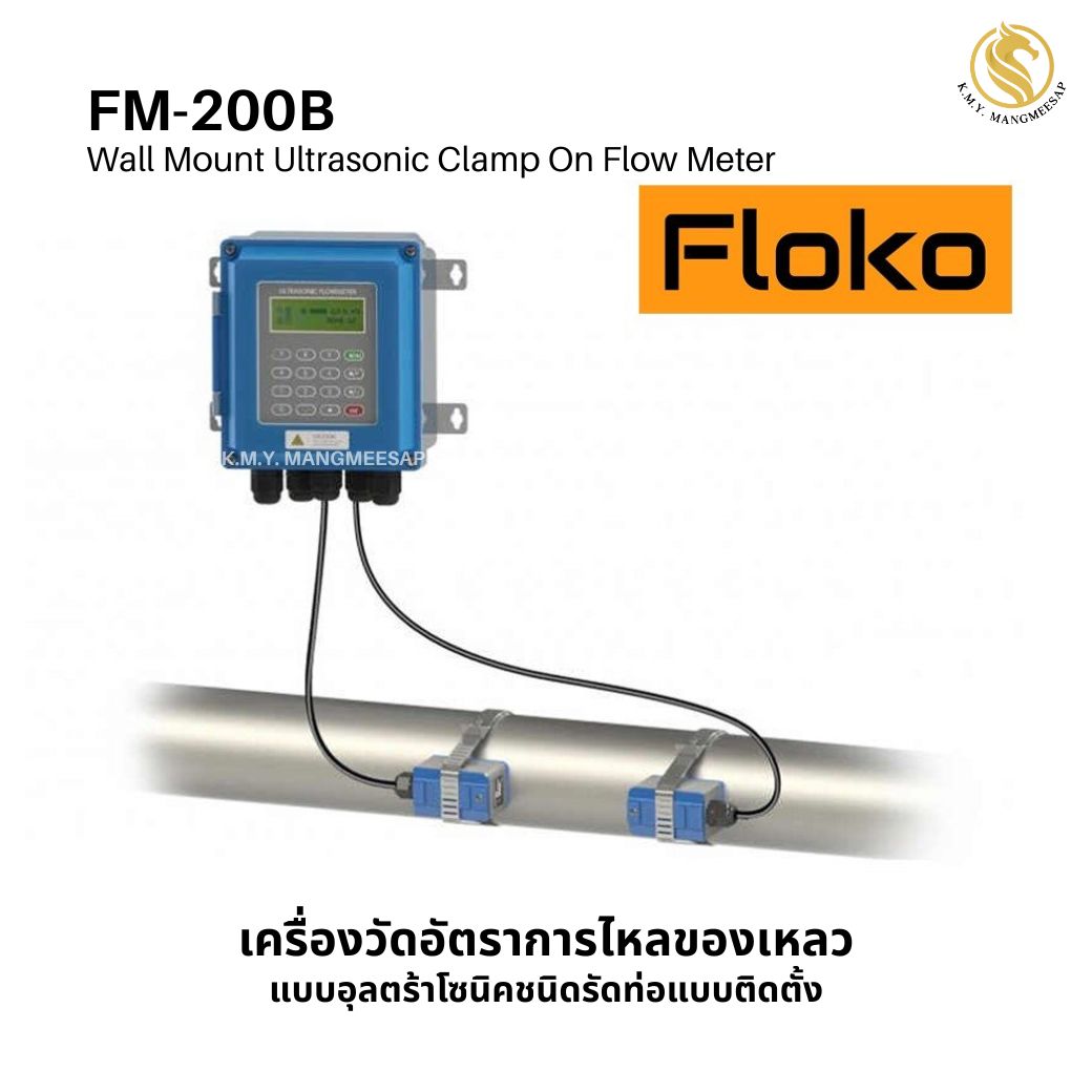 FM-200B เครื่องวัดอัตราการไหลของเหลว แบบอุลตร้าโซนิคชนิดรัดท่อแบบติดตั้ง