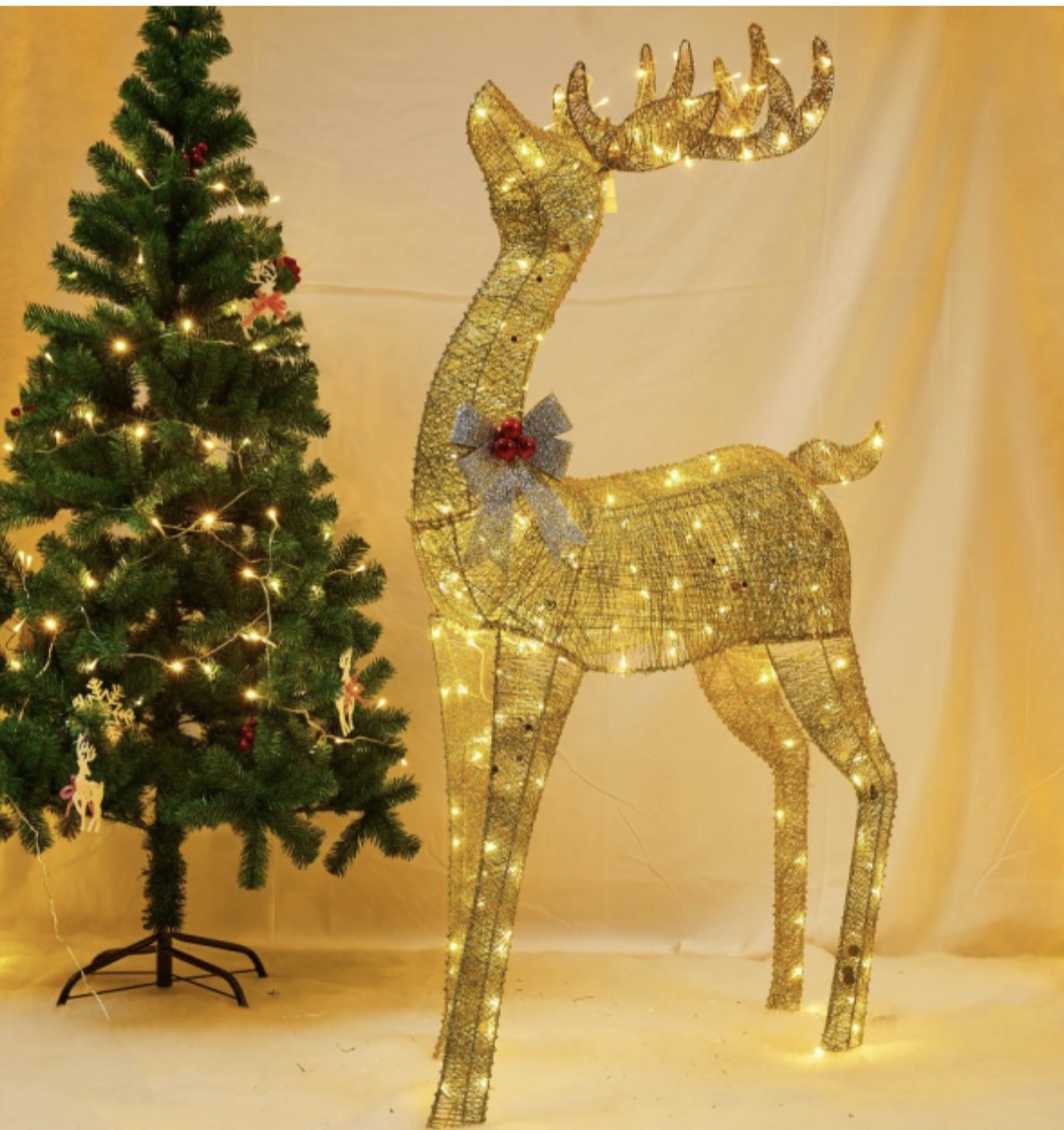 กวางคริสต์มาสยอดนิยม สีทอง/เงิน