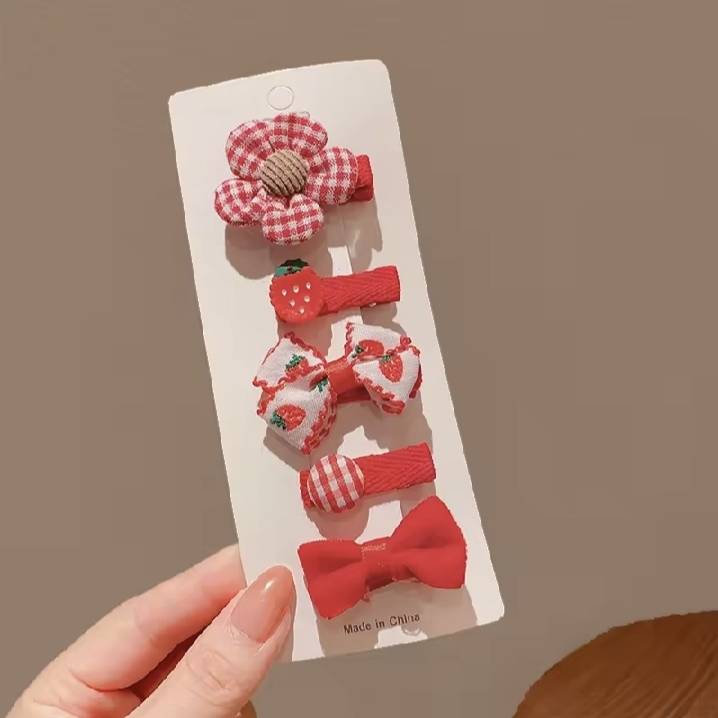 💗มาหยากิ๊ฟช้อป💗 กิ๊บติดผม 5 ชิ้น รูปหัวใจ โบว์ ขนาด 5 ซ.ม. คละสี น่ารัก สำหรับเด็กและ ผู้หญิงทั่วไป