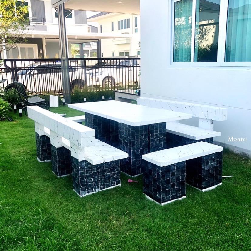 ชุดโต๊ะสนามกลางแจ้ง โต๊ะสนามกลางแจ้ง ชุดโต๊ะพนักพิง ขนาด 180*80 cm.