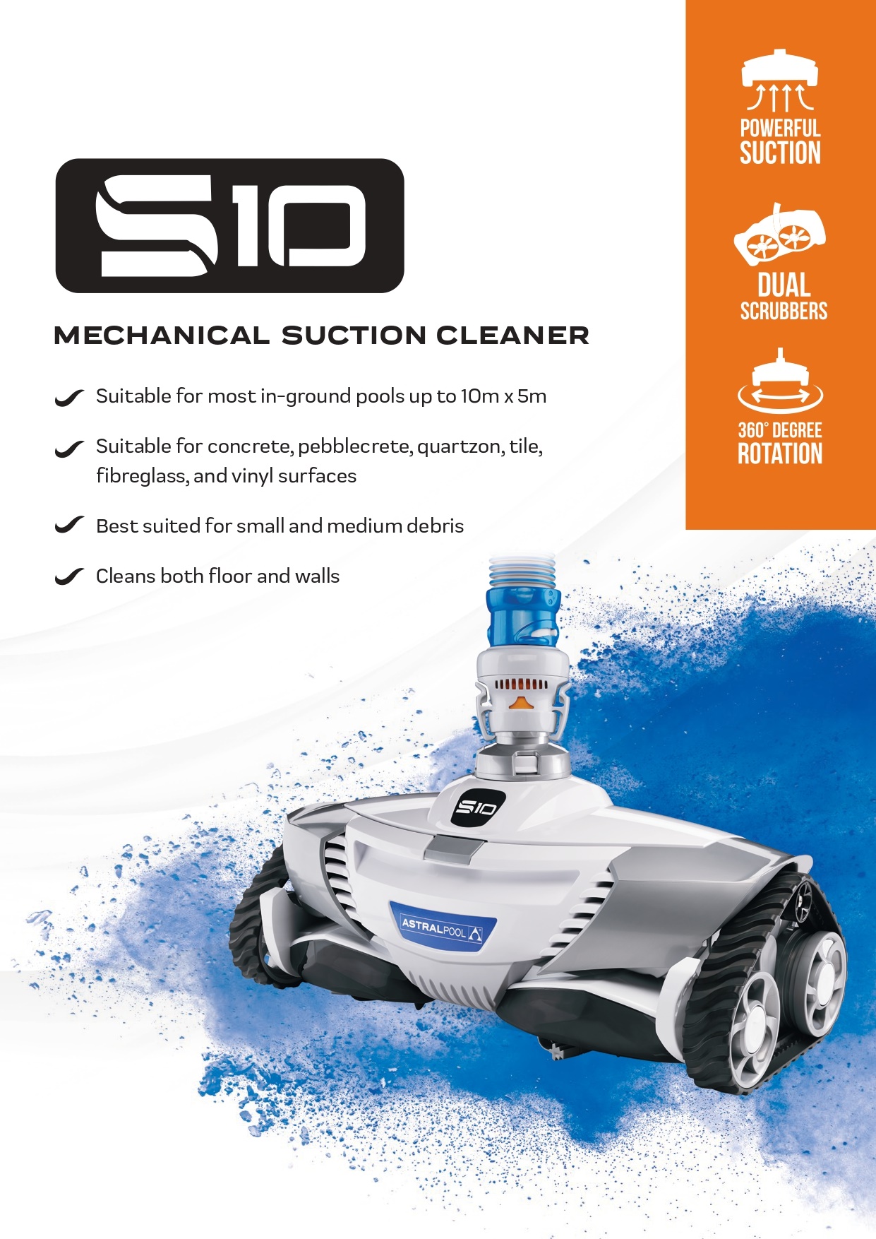 หุ่นยนต์ทำความสะอาด S20 MECHANICAL SUCTION CLEANER ASTRAL POOL